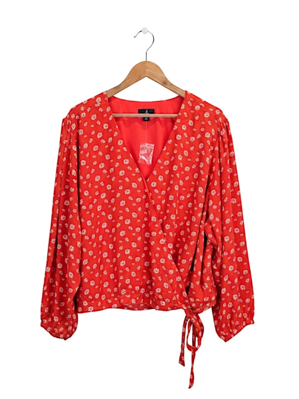 J Jason Wu Daisy Floral Wrap Style Blouse Plus Sz 4X Orange Red Cottagecore